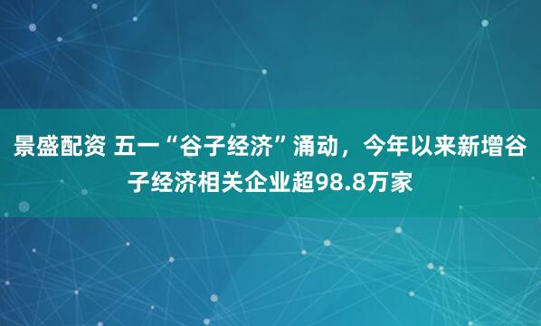 景盛配资 五一“谷子经济”涌动，今年以来新增谷子经济相关企业超98.8万家